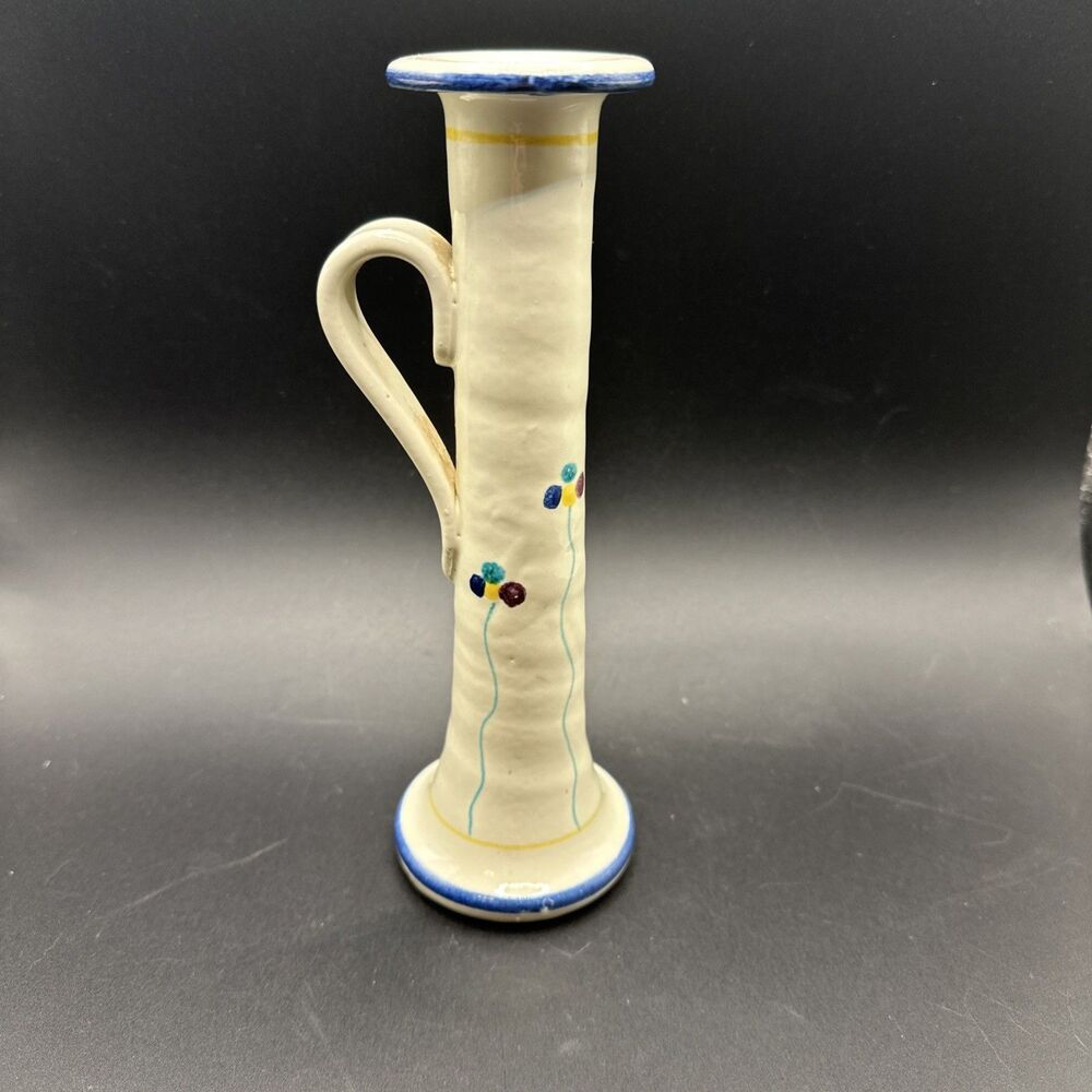 Rosanna Import Ceramic Candleholder Hand Painted VTG Italian Pottery